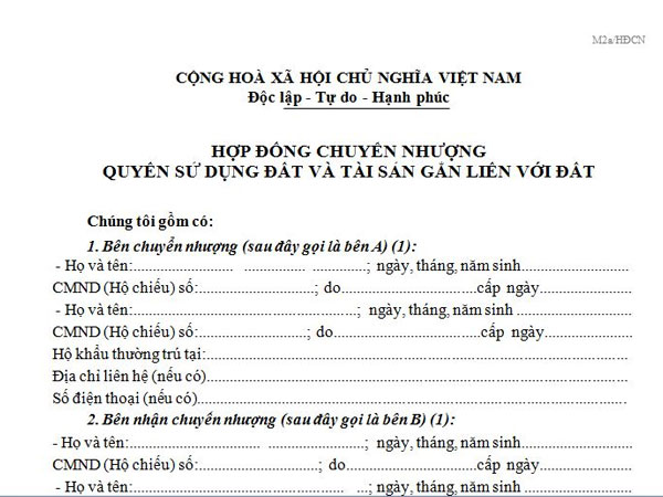 Hợp đồng chuyển đổi quyền sử dụng đất