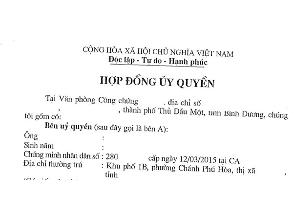 Hợp đồng uỷ quyền